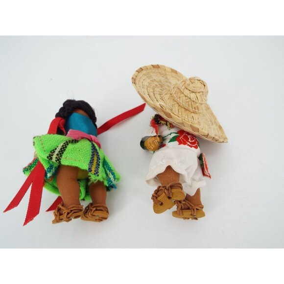 Vintage Mexican Conetl Rubber Clip On Pinch Dolls Mariachi Pair of 2 - Picture 4 of 7